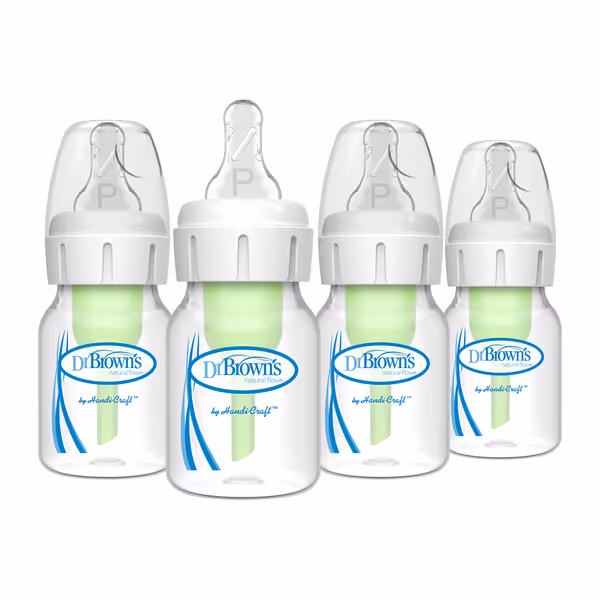Dr. Brown's Natural Flow Anti-Colic Options+ Narrow Baby Bottle, 2 oz, Preemie Flow Nipple